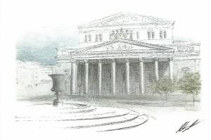 Большой театр рисунок карандашом