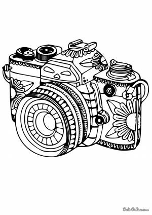 Раскраска Фотоаппарат с узорами