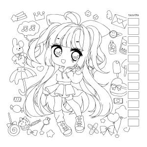 КР Раскраска Аниме для работы маркерами Голубая 99907469