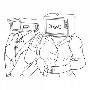 Раскраска Камера Вумен и ТВ Вумен