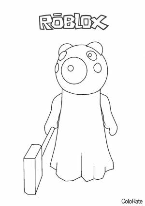 Раскраска Пигги с кувалдой