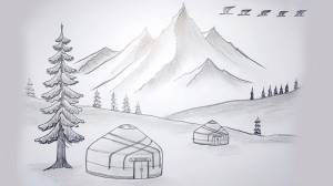 Как нарисовать юрту для урока ИЗО