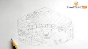 Как нарисовать юрту для урока ИЗО