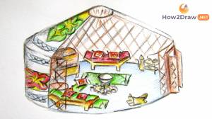Как нарисовать юрту для урока ИЗО