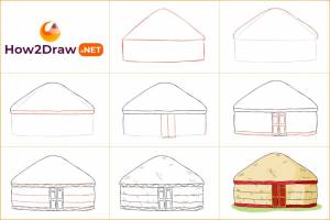 Юрта рисунок поэтапно