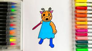 Как нарисовать Пигги 2 Роблокс Скин Дессы How to draw Piggy 2 Roblox Skin Dessa