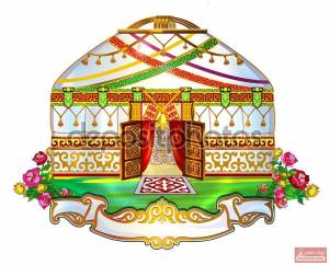 Казахская юрта рисунок