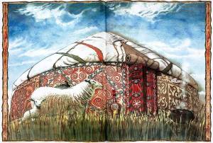 Казахская юрта рисунок