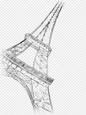 Эйфелева башня Рисунок Живопись Line art Sketch, Эйфелева башня, угол, здание, треугольник png
