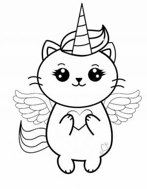 Раскраска котик единорожка