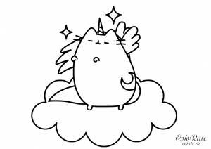 Раскраска Pusheen the Cat единорог