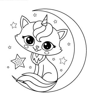 Раскраски Кот единорог