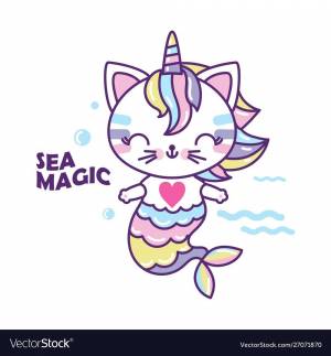 Раскраски котенок русалочка