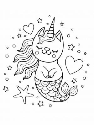 Раскраски Единорожка кот