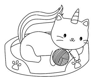 Раскраски милая кошка единорог