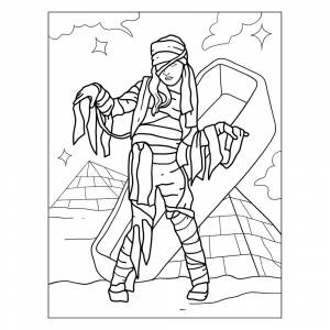 Раскраска Мумия на Хэллоуин