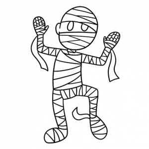 Мумия хэллоуин изолированная страница раскраски для детей