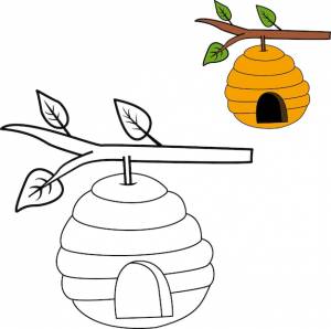 Книжка-раскраска для детей улей на ветке