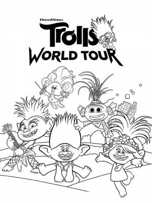 Раскраска Тролли Мировой тур   в формате