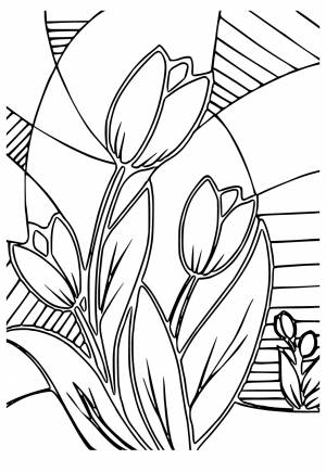Раскраска Витражи Тюльпан
