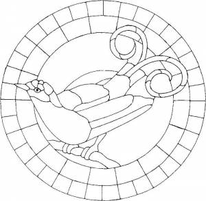 Раскраски витраж, Раскраска Птица витражи