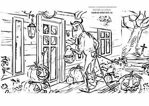 Раскраска Привет сосед Хеллоуин