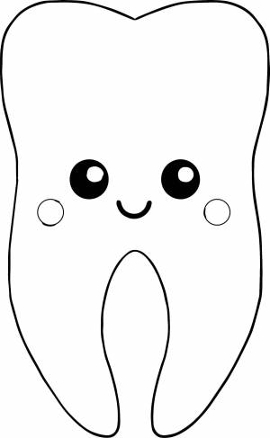 Раскраски зуба, Раскраска Зубик улыбается Уход за зубами