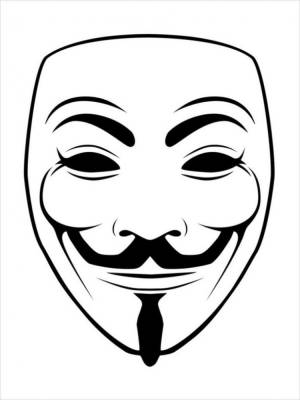 Раскраска Маска анонимус для раскрашивания