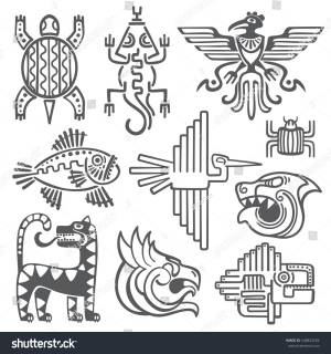 Исторические ацтеки, векторные символы инка, майский