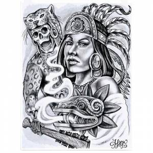 Aztec Queen And King Eagle Chicano рисунок черный и серый холст настенное искусство для гостиной спальни Декор