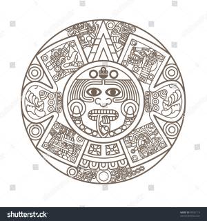 Стзованный календарь ацтеков в золотом цвете