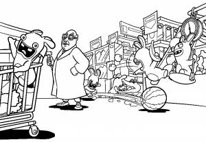 Раскраска Бешеные кролики в супермаркете