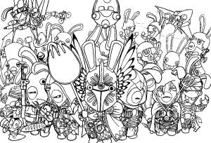 Раскраска Бешеные кролики в атаке