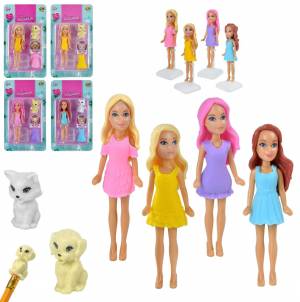 Кукла ABtoys Любимая кукла Модница мини с питомцем и аксессуаром, 9см