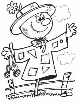 Раскраски Раскраска Пугало отпугивает птиц пугало детские