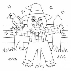 Раскраска пугало на хэллоуин для детей