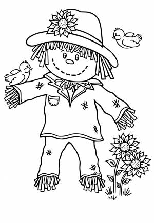 Раскраска Пугало Птицы