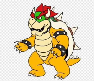 Bowser Рисование Марио Арт Персонаж, Bowser, еда, герои, видеоигра png