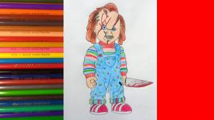How to draw Chucky, Как нарисовать куклу убийцу Чаки
