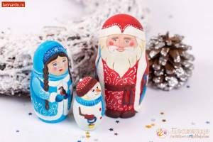 Резьба по дереву и роспись фигурок «Дед Мороз, Снегурочка и Снеговик»
