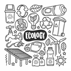 Экология иконки рисованной doodle раскраски
