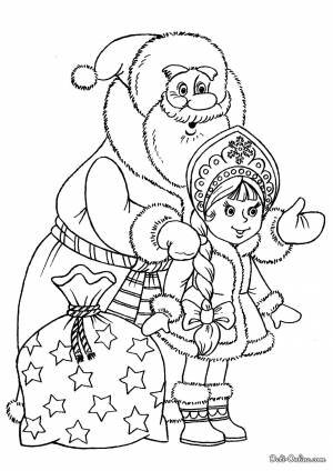 Раскраска Дед Мороз со Снегурочкой