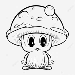 симпатичная страница раскраски грибов с маленькой головой и глазами набросок эскиза вектор PNG , рисунок грибов, грибы, эскиз грибов PNG картинки и пнг рисунок для й загрузки