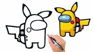 How to Draw AMONG US Pikachu Game Skin