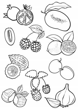 Иллюстрация Фрукты-овощи для азбуки-раскраски