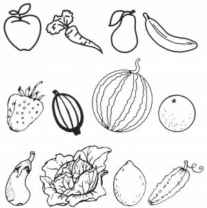 Раскраски фрукты, Раскраска Фрукты и овощи осень
