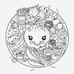 красивая страница раскраски фруктов и овощей и страницы раскраски осьминога это набросок рисунка вектор PNG , питание рисунок, схема питания, эскиз питания PNG картинки и пнг рисунок для й загрузки