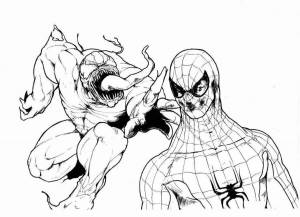 Раскраски Человек паук против венома