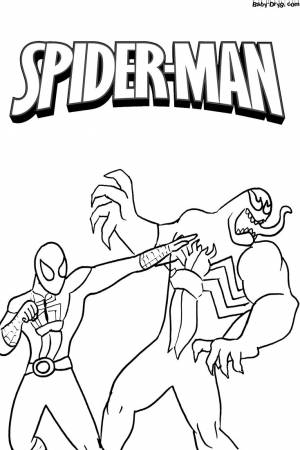 Раскраска Человек-Паук против Венома