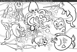 Раскраски Раскраска Рыбки и подводный мир 